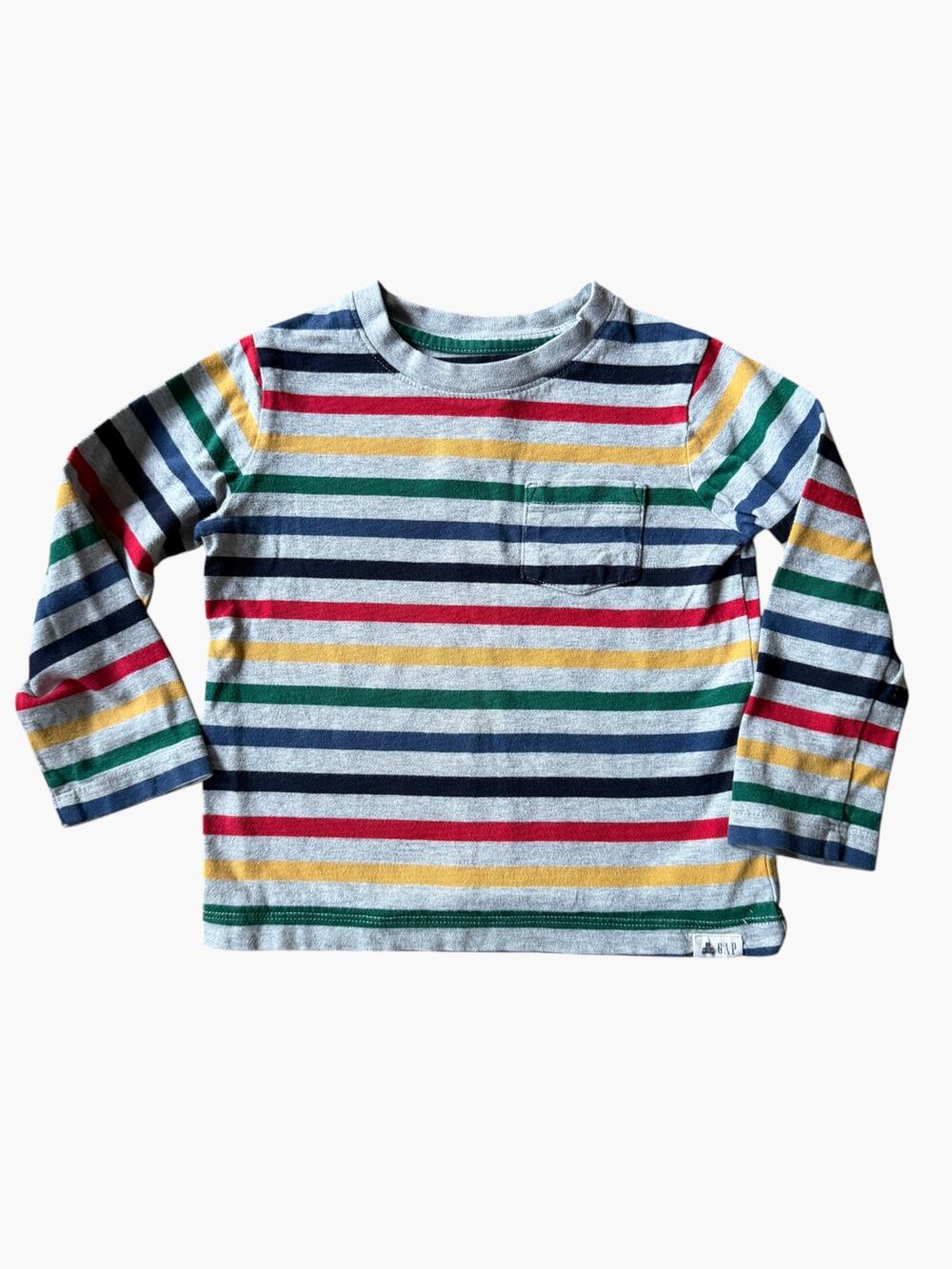 GAP Playtime Favorites Rainbow Striped Pocket Tee Toddler Boys Unisex 2T